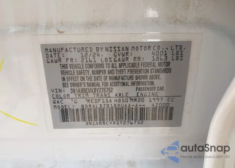 2025 Nissan Sentra Sv from USA, damaged, VIN 3N1AB8CVXSY276752